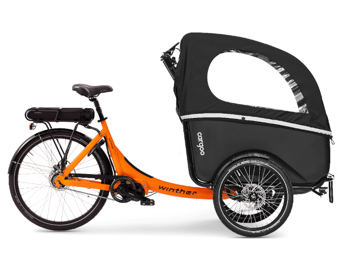 Winther Cargoo elektrische bakfiets - Oranje - Zwart
